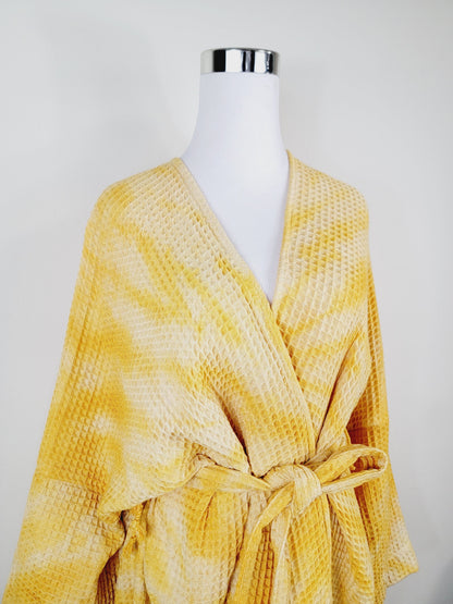 Unisex Cotton Waffle Robe, Honeycomb Weave Bath, Beach & Spa Robe, One Size Oversized