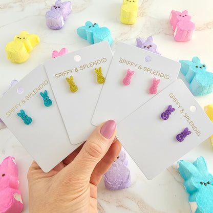 Glitter Bunny Studs - Purple
