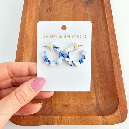 Flora Mini Hoops - Greek Goddess Blue
