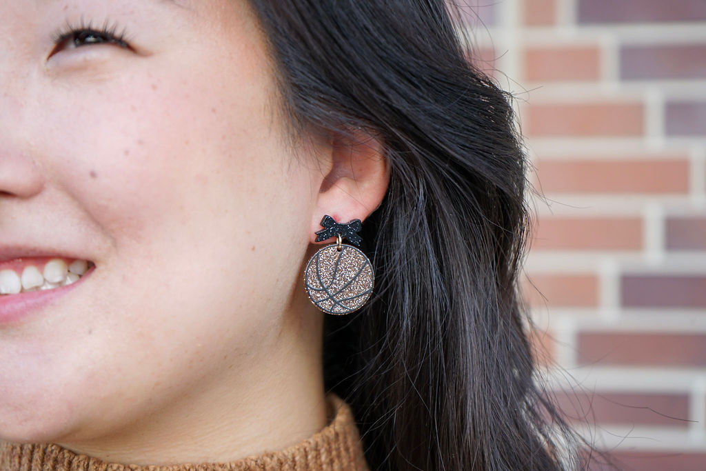 Bow Basketball Earrings