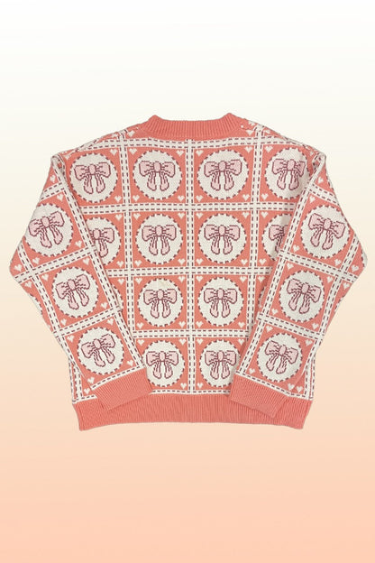 Bow tiled knit cardigan