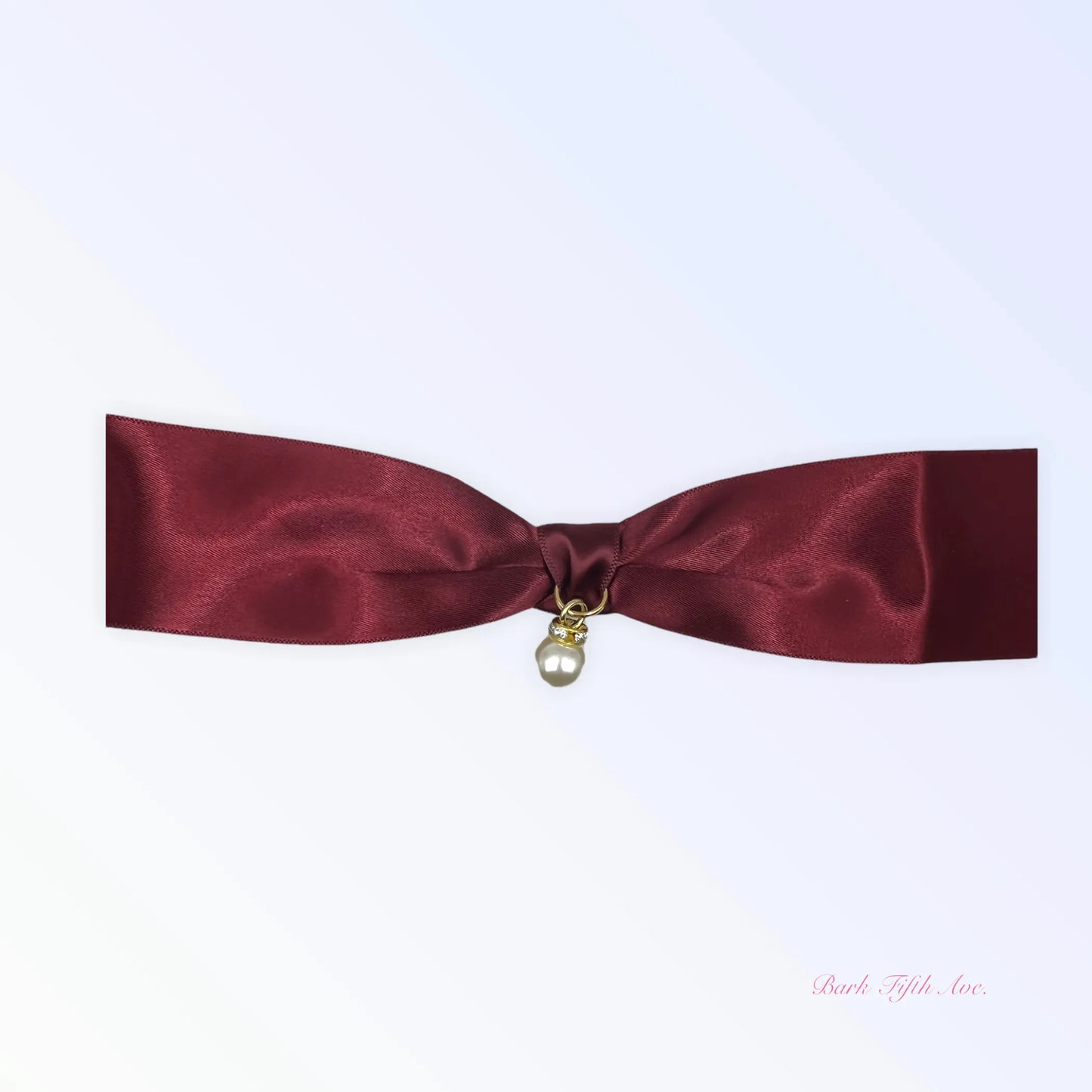 Burgundy Satin Bow & Pearl Necklace