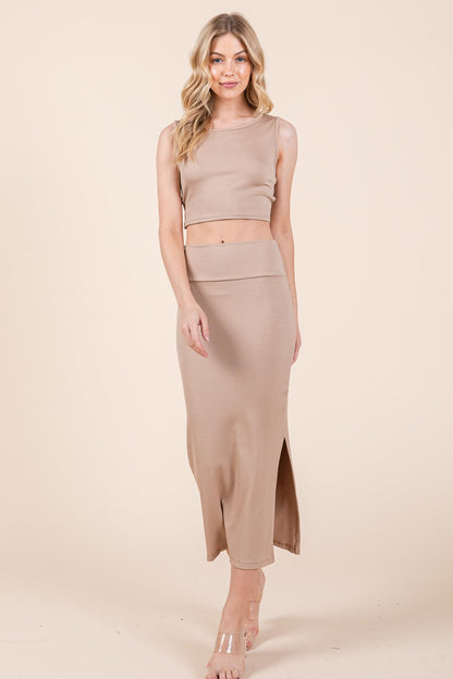 Hi Waisted Heavy Ribbed Skirt