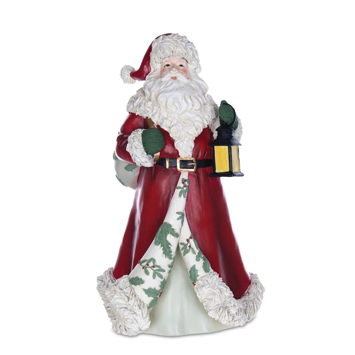 Santa Figurine with Lantern and Pine Tree