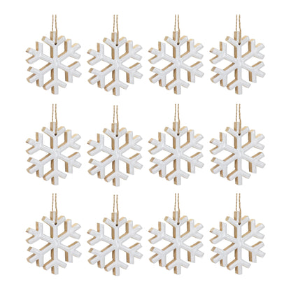 Wood Snowflake Ornament  - Pack Of: Set of 12 | Materials: Mdf | DÃƒÂ©cor  style: Rustic