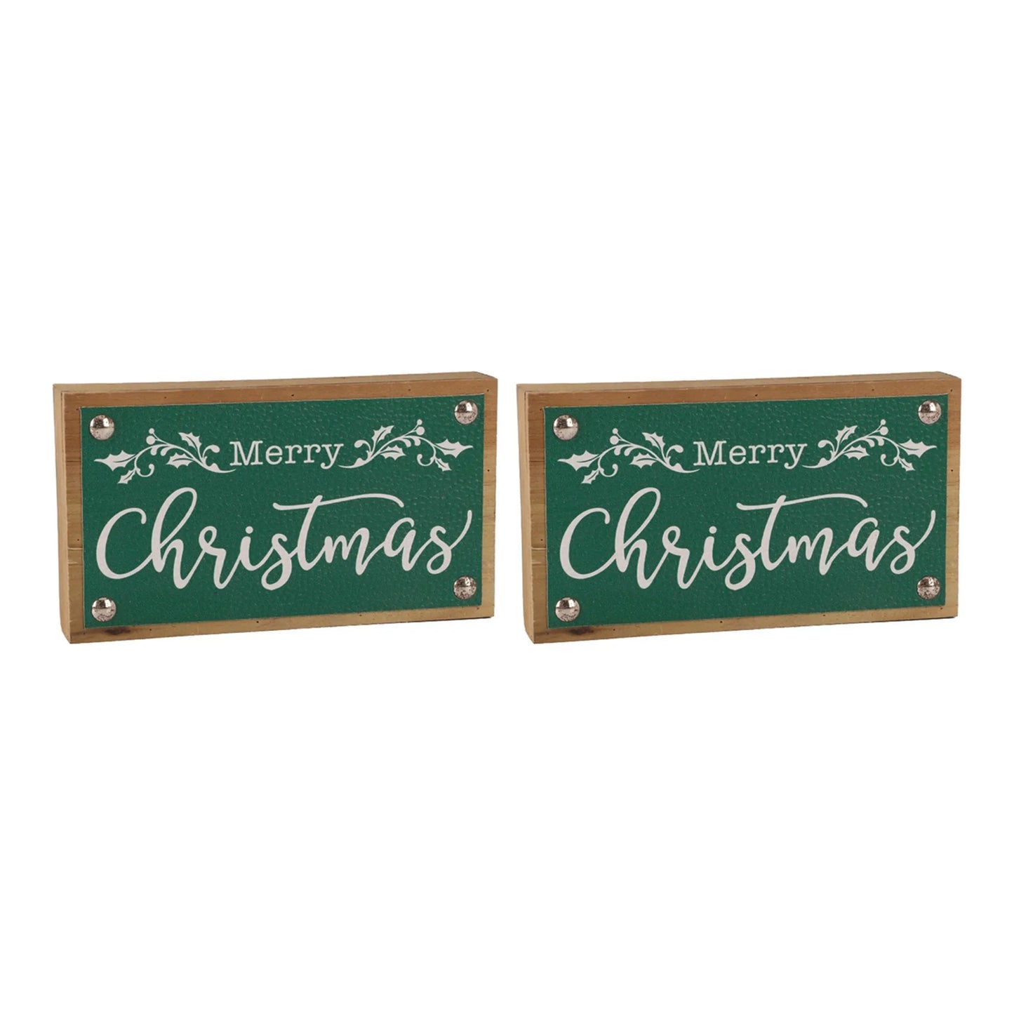 Merry Christmas Sign with Faux Leather Accent