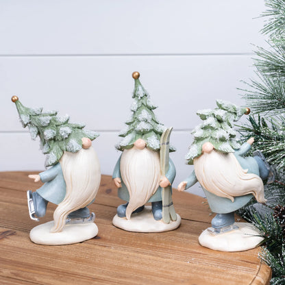 Pine Tree Gnome with Skis and Skates