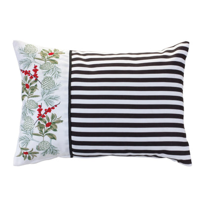Embroidered Pine Holiday Pillow