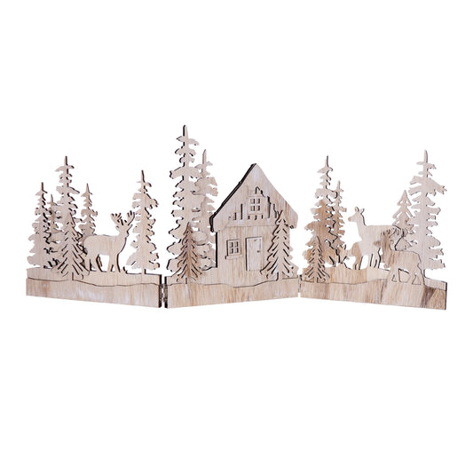 Winter Forest Scene Trifold Display  - Pack Of: 1 unit | Materials: Wood | Colors: Brown | DÃƒÂ©cor  style: Rustic