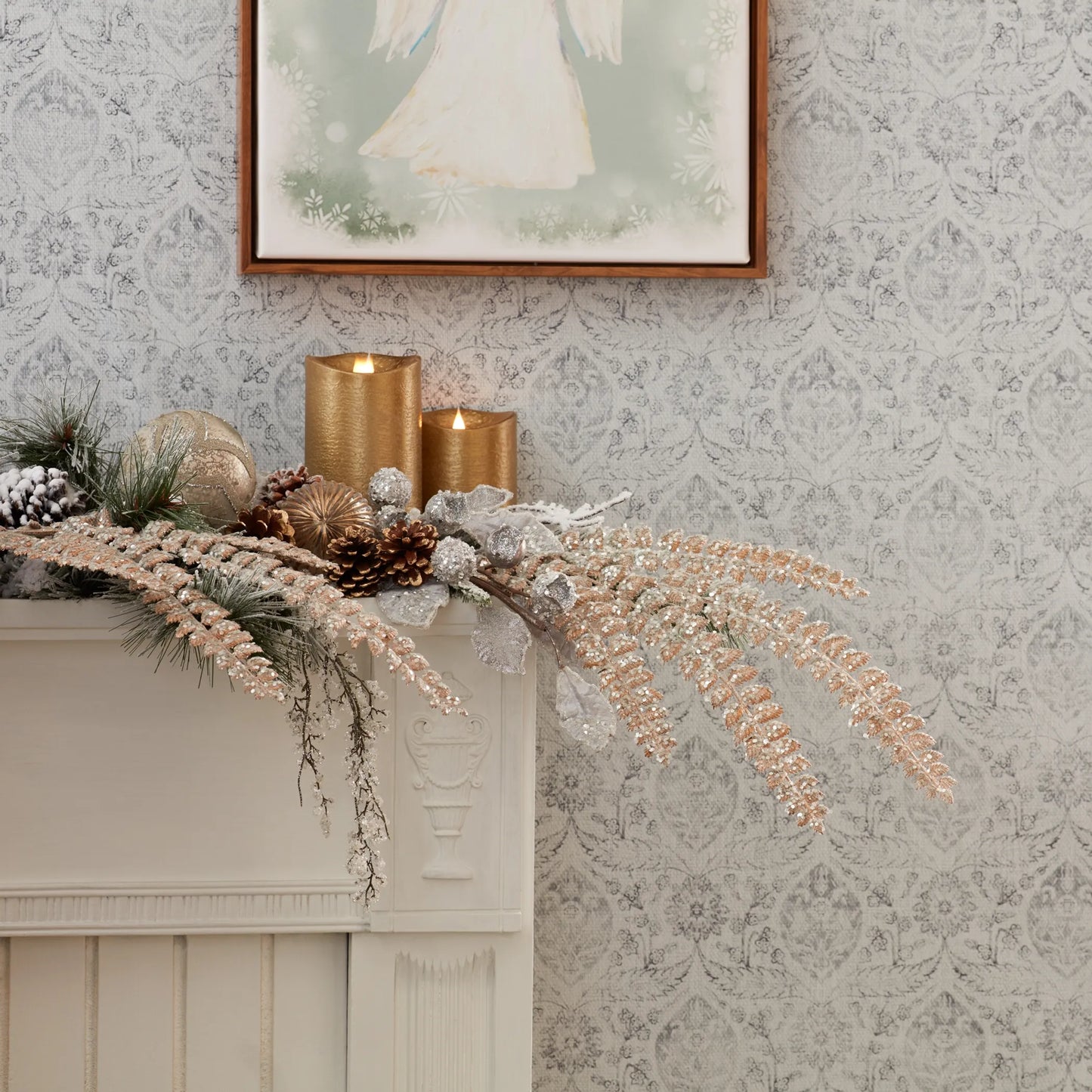 Glittered Fern Spray  - Pack Of: Set of 24 | Materials: Plastic | DÃƒÂ©cor  style: Glam