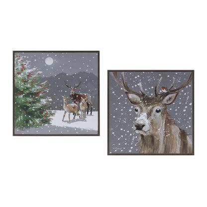 Framed Winter Deer Wall Art