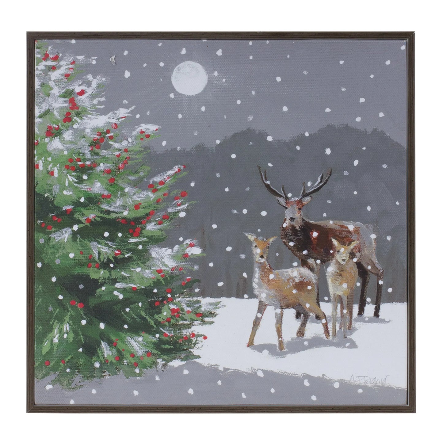 Framed Winter Deer Wall Art