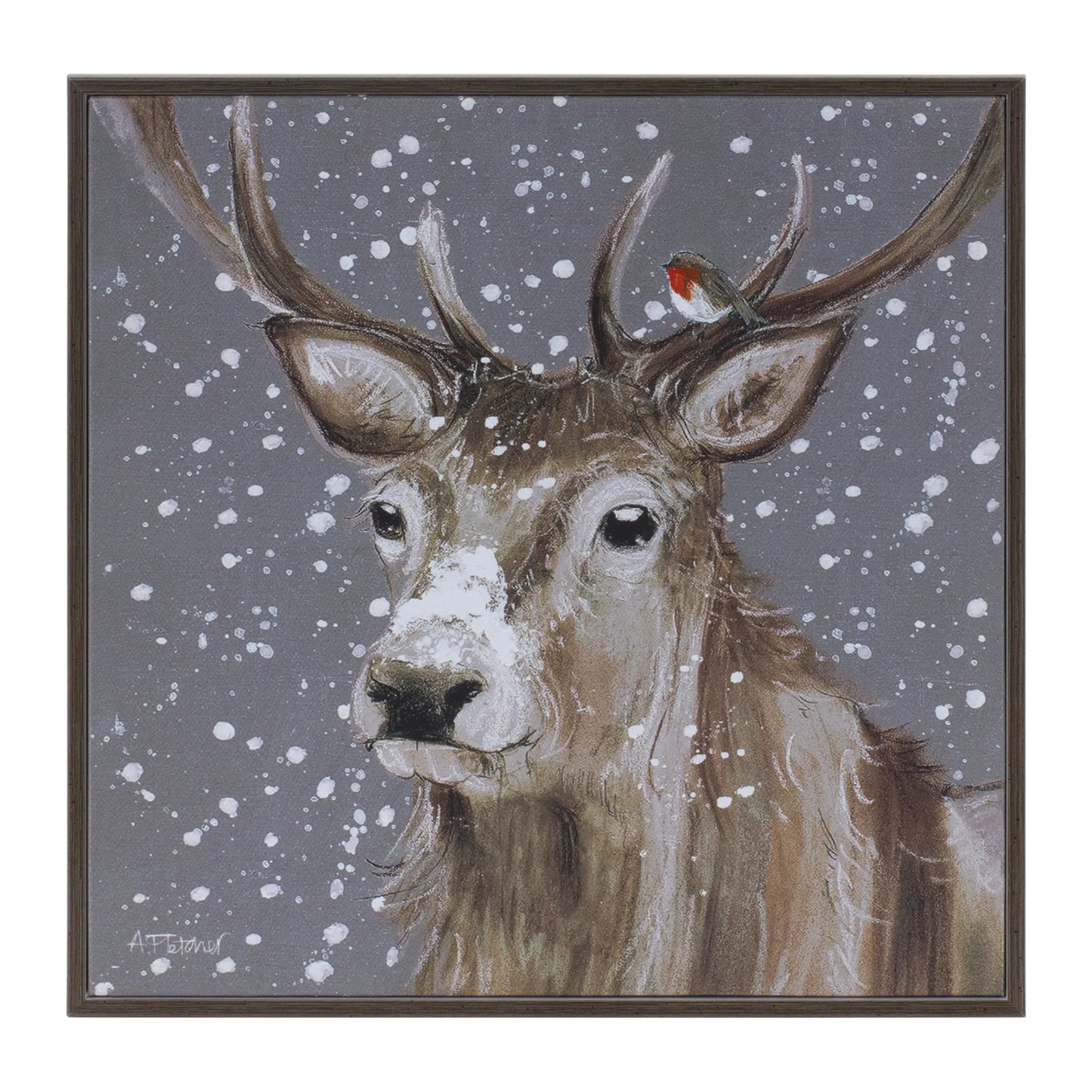 Framed Winter Deer Wall Art