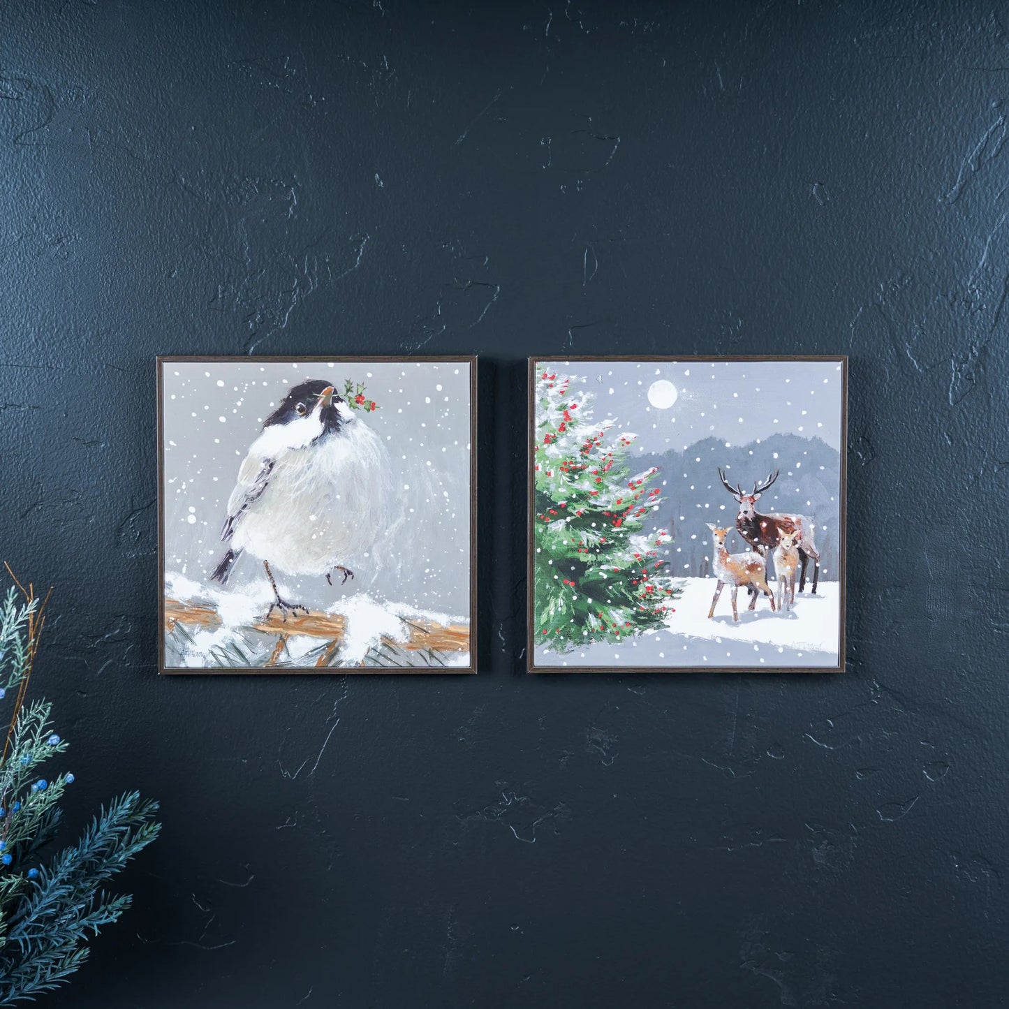 Framed Winter Deer Wall Art