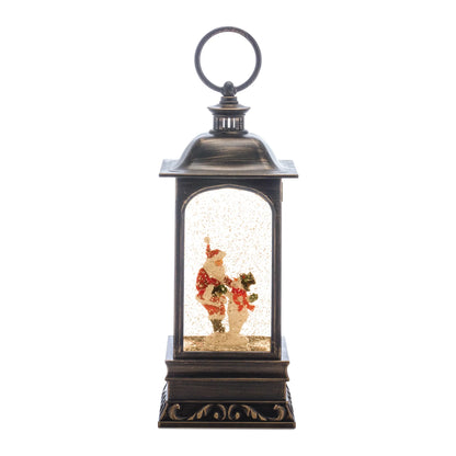 LED Snow Globe Lantern with Santa and Snowman