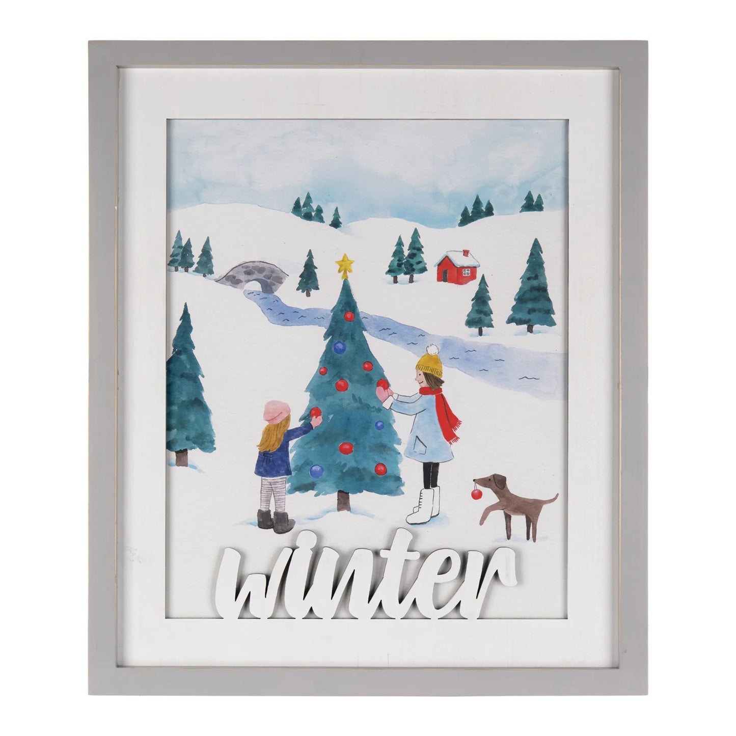 Framed Winter Scene Wall Art  - Pack Of: 1 unit | Materials: Fir wood; mdf | DÃƒÂ©cor  style: Traditional