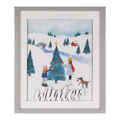 Framed Winter Scene Wall Art  - Pack Of: 1 unit | Materials: Fir wood; mdf | DÃƒÂ©cor  style: Traditional