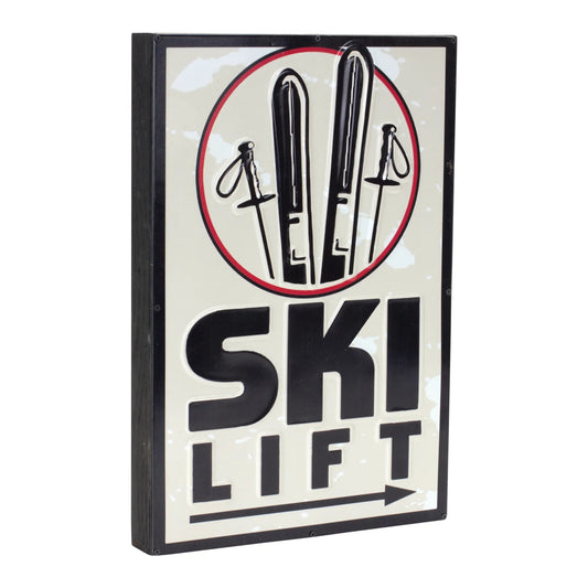 Ski Lift Lodge Sign  - Colors: Cream; black
