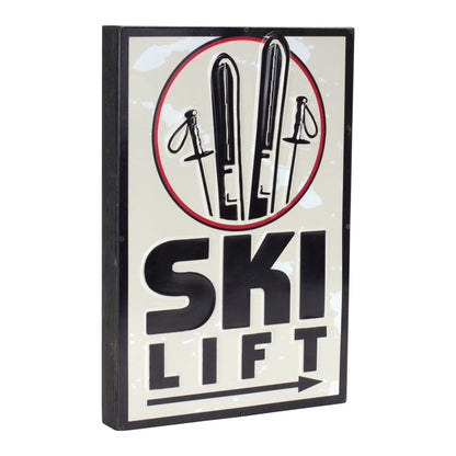 Ski Lift Lodge Sign  - Colors: Cream; black