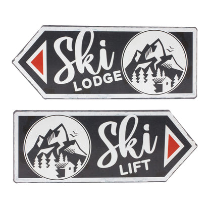 Ski Lift Lodge Sign  - Colors: Cream; black