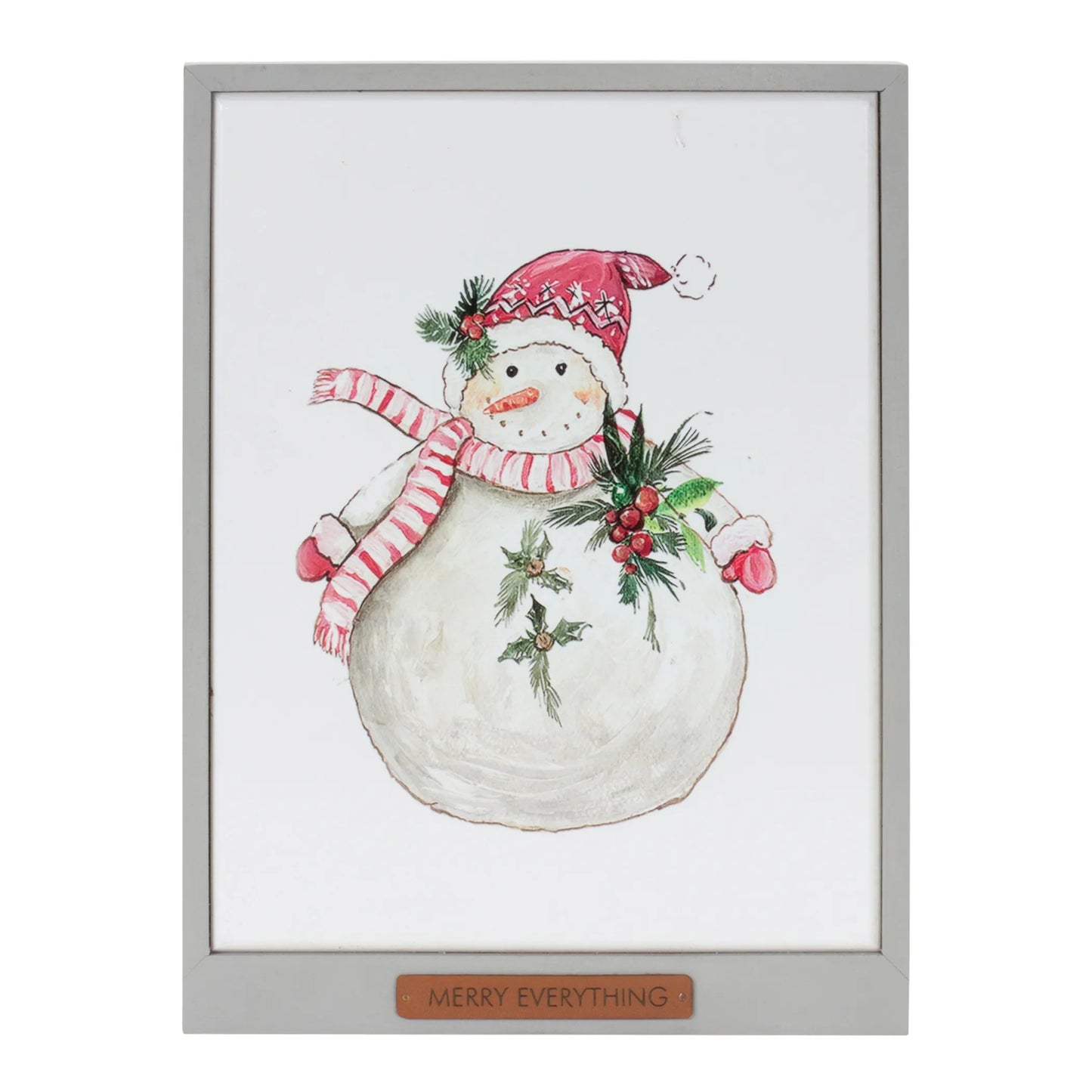 Framed Santa and Snowman Wall Art