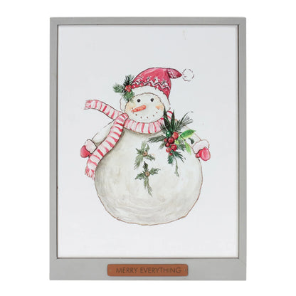 Framed Santa and Snowman Wall Art