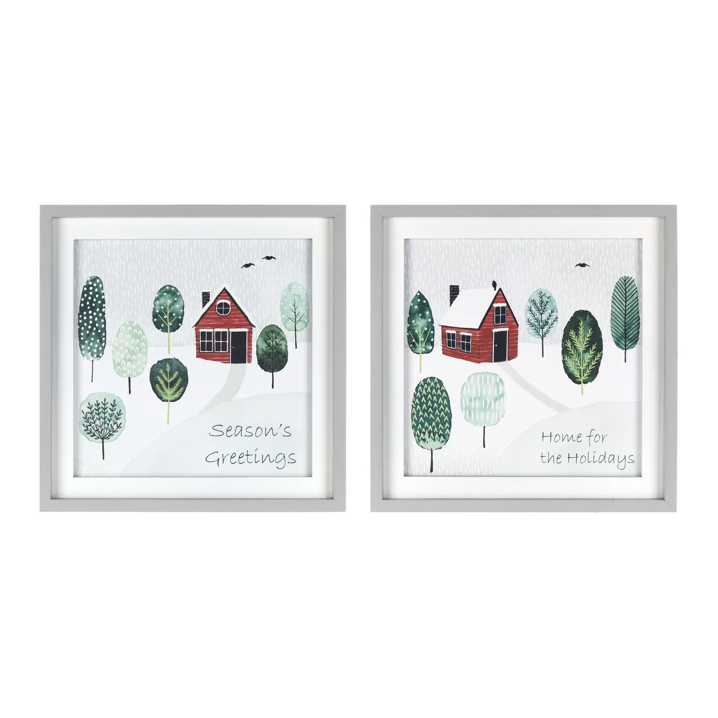 Framed Winter Cabin Wall Art