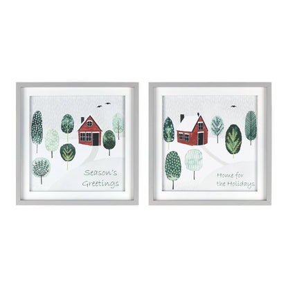 Framed Winter Cabin Wall Art