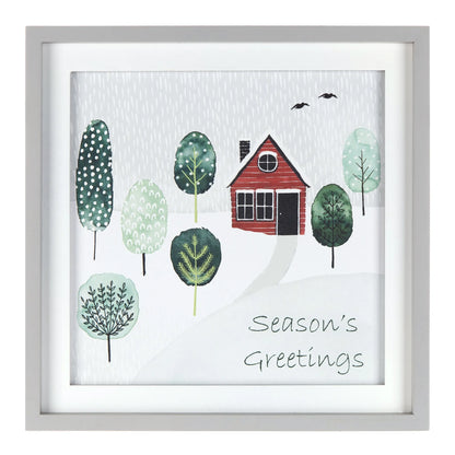 Framed Winter Cabin Wall Art
