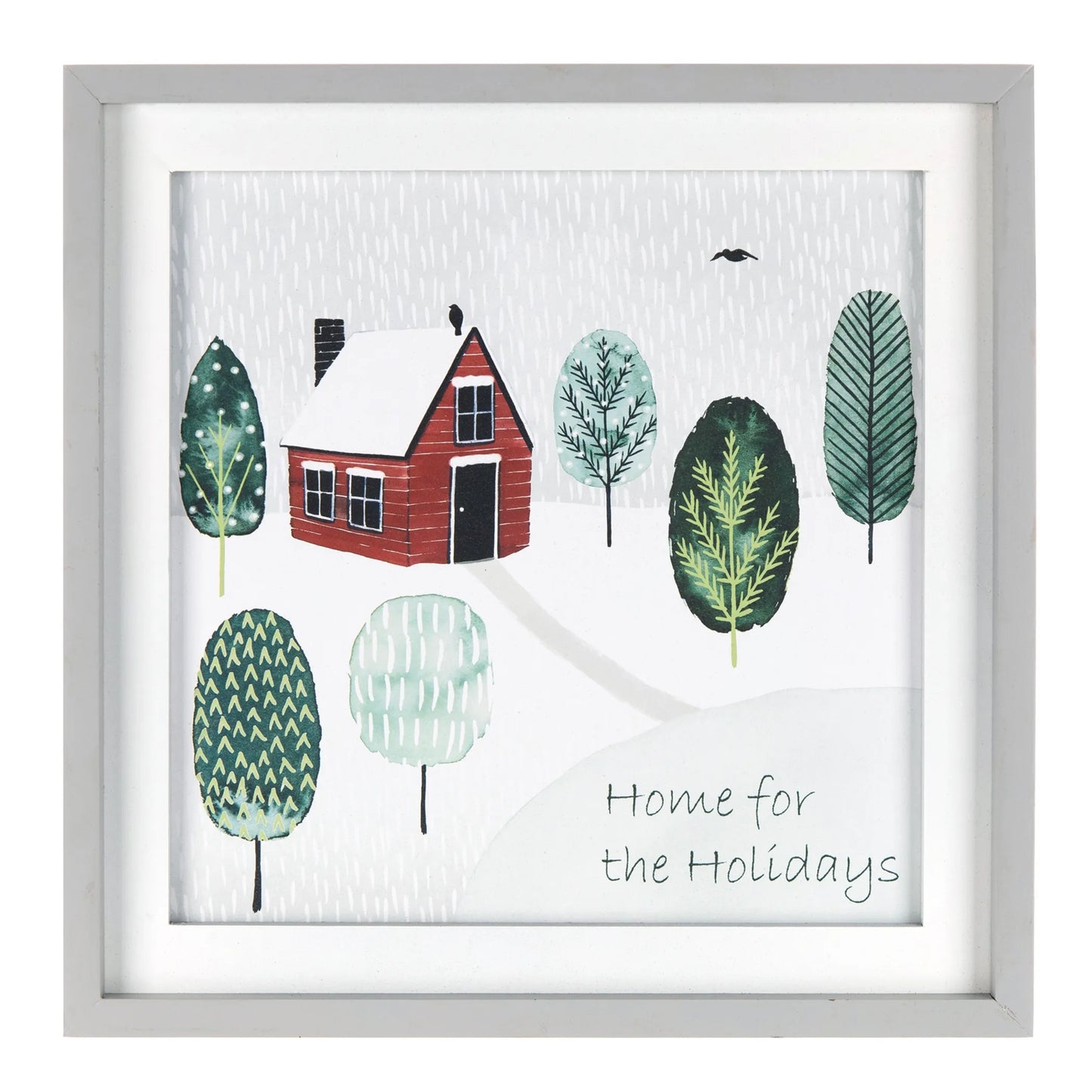 Framed Winter Cabin Wall Art