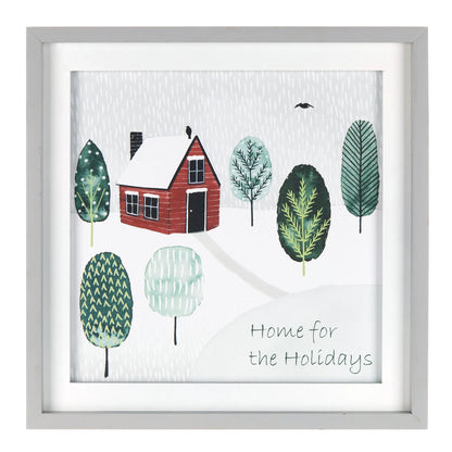 Framed Winter Cabin Wall Art