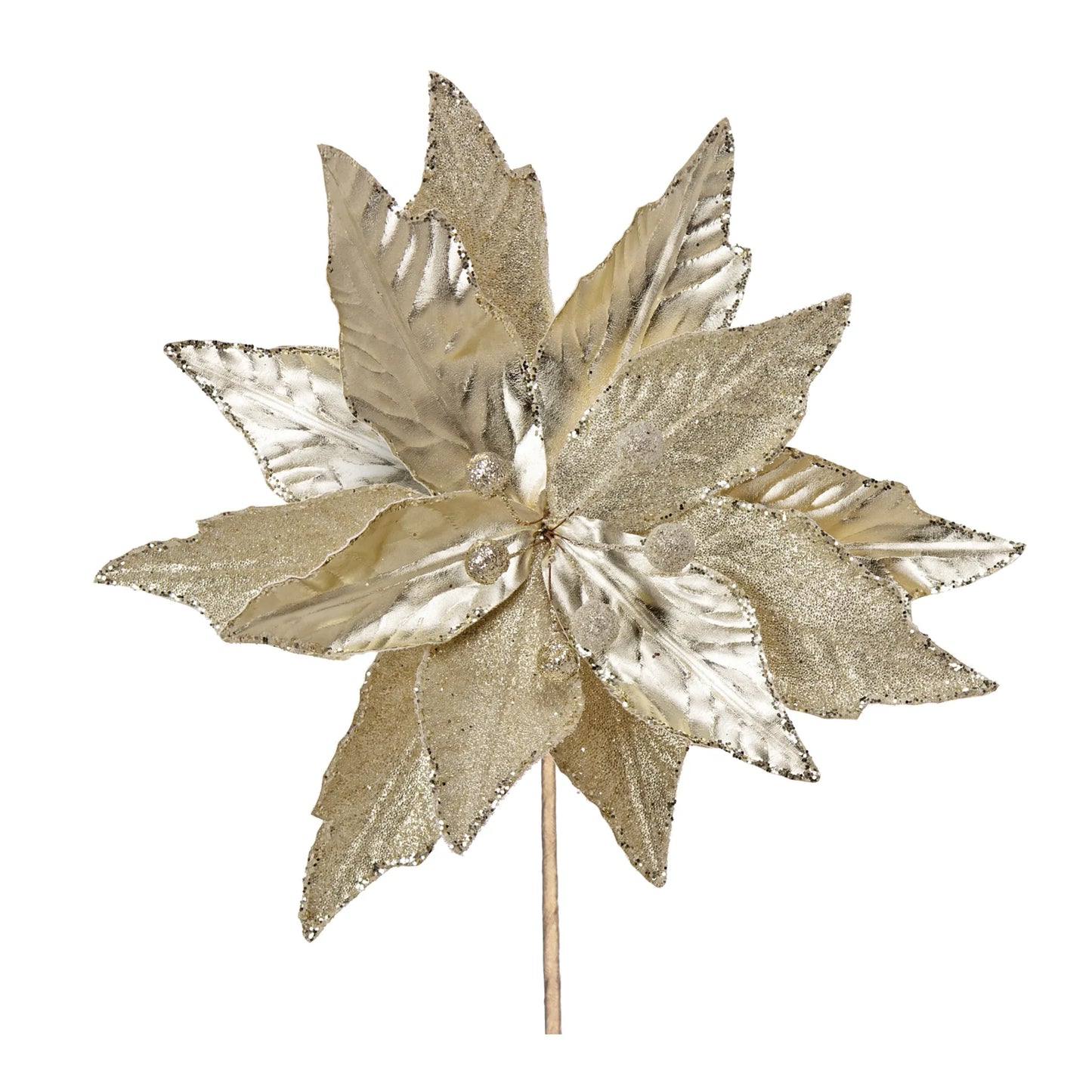 Glittered Poinsettia Stem