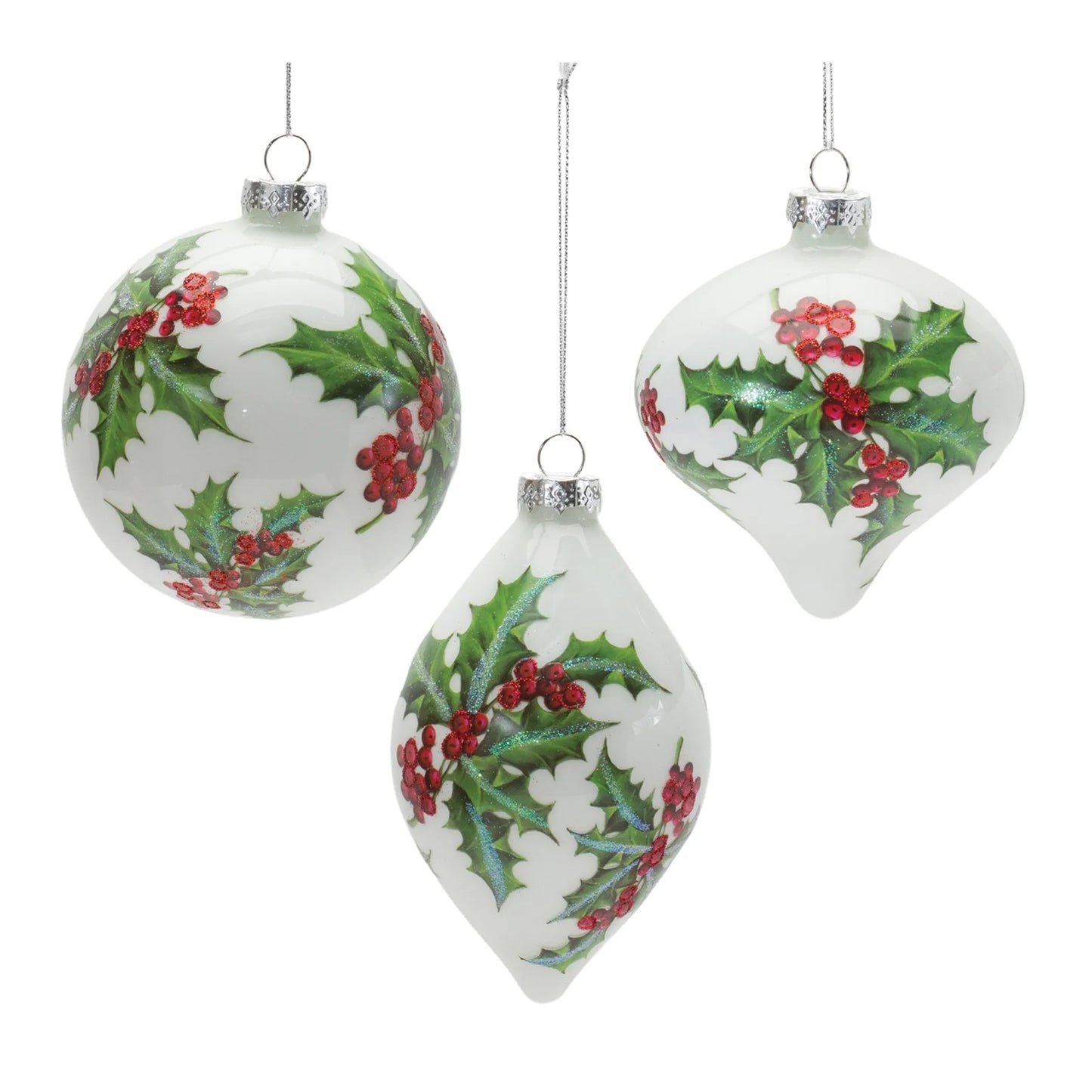 Glass Holly Berry Ornament