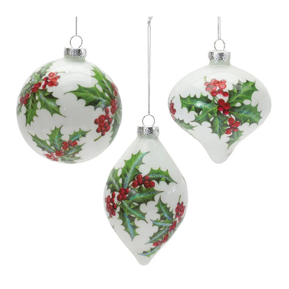 Glass Holly Berry Ornament
