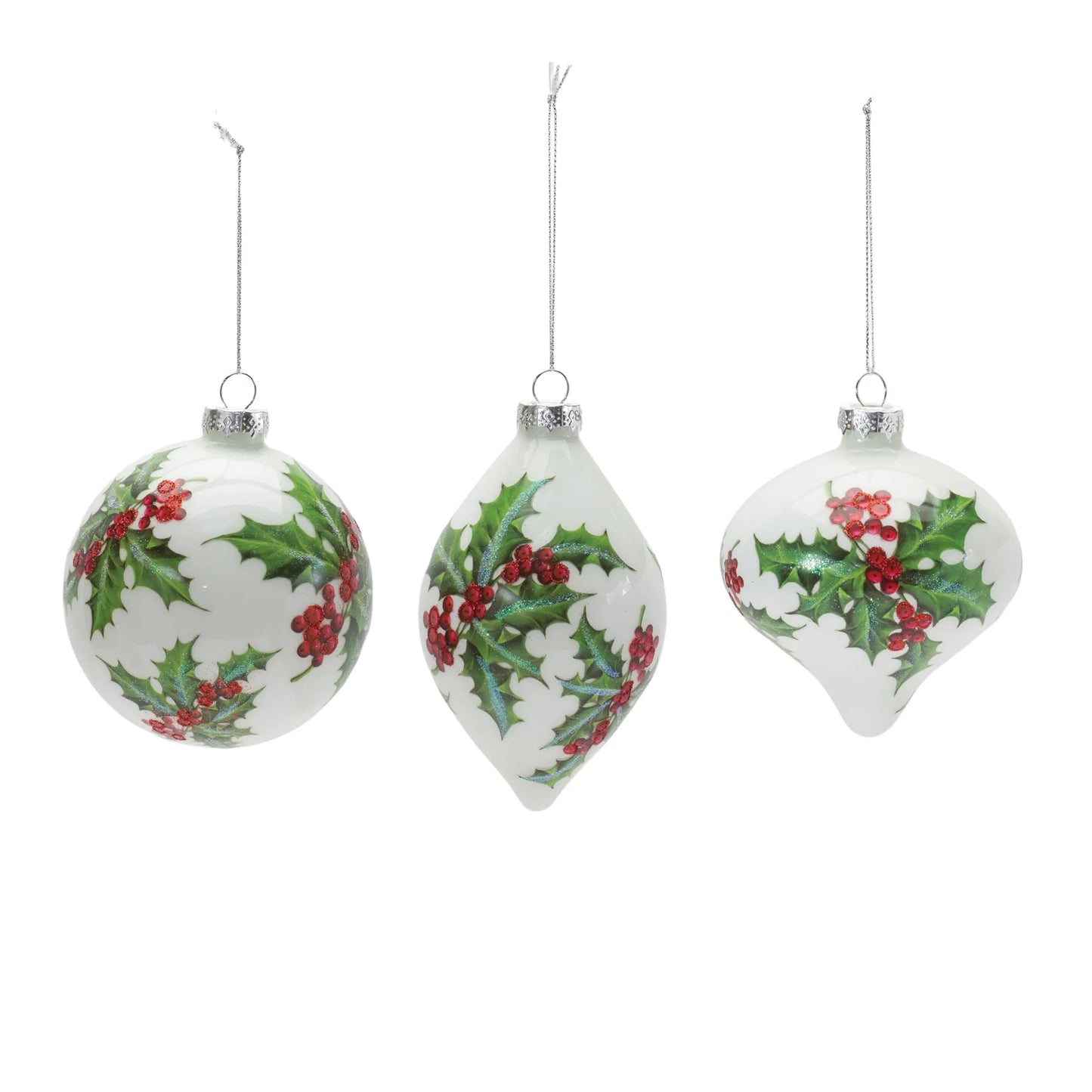 Glass Holly Berry Ornament