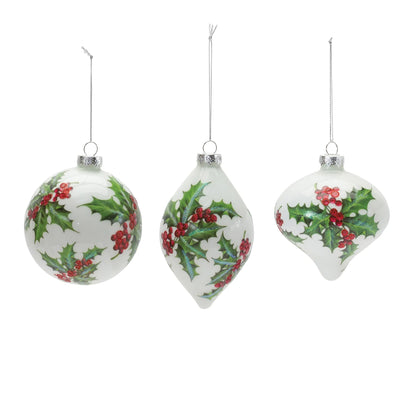 Glass Holly Berry Ornament
