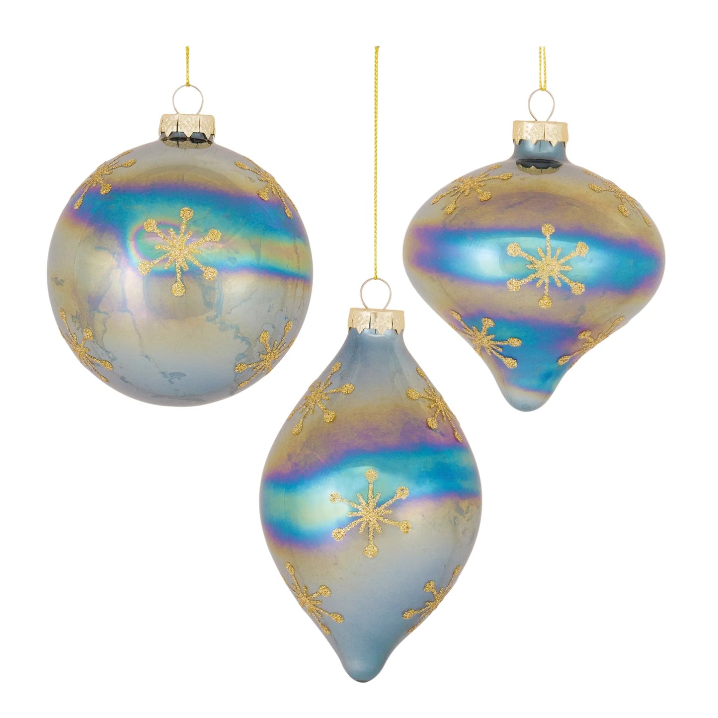 Irredescent Glass Snowflake Ornament  - Pack Of: Set of 6 | Materials: Glass | DÃƒÂ©cor  style: Modern