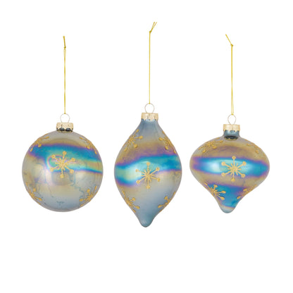 Irredescent Glass Snowflake Ornament  - Pack Of: Set of 6 | Materials: Glass | DÃƒÂ©cor  style: Modern