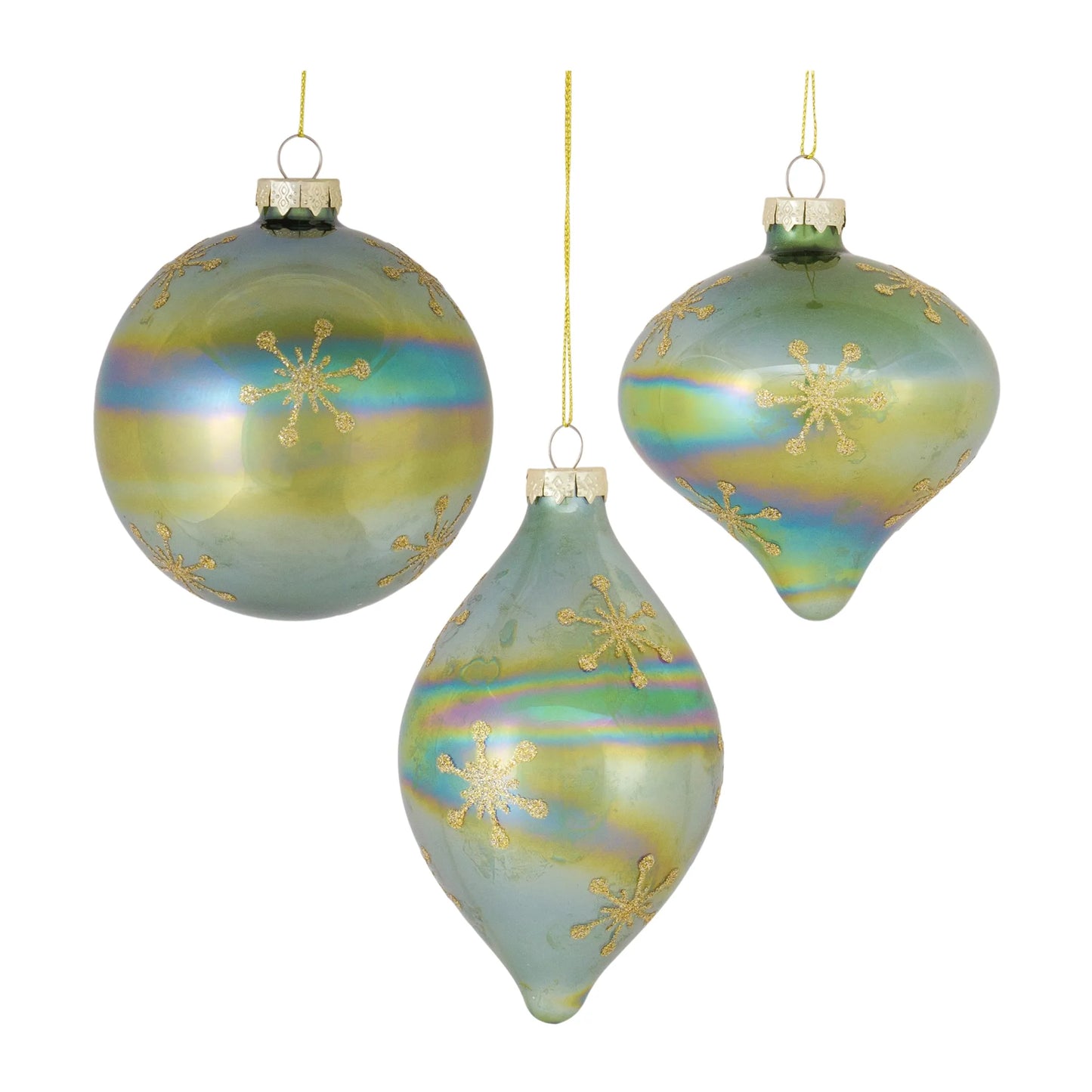 Irredescent Glass Snowflake Ornament  - Pack Of: Set of 6 | Materials: Glass | DÃƒÂ©cor  style: Modern