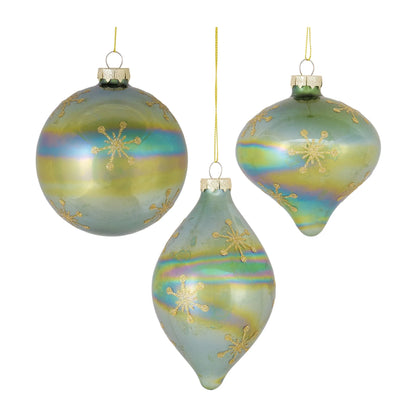 Irredescent Glass Snowflake Ornament  - Pack Of: Set of 6 | Materials: Glass | DÃƒÂ©cor  style: Modern
