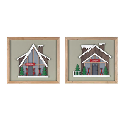 Framed Ski Lodge Wall Art