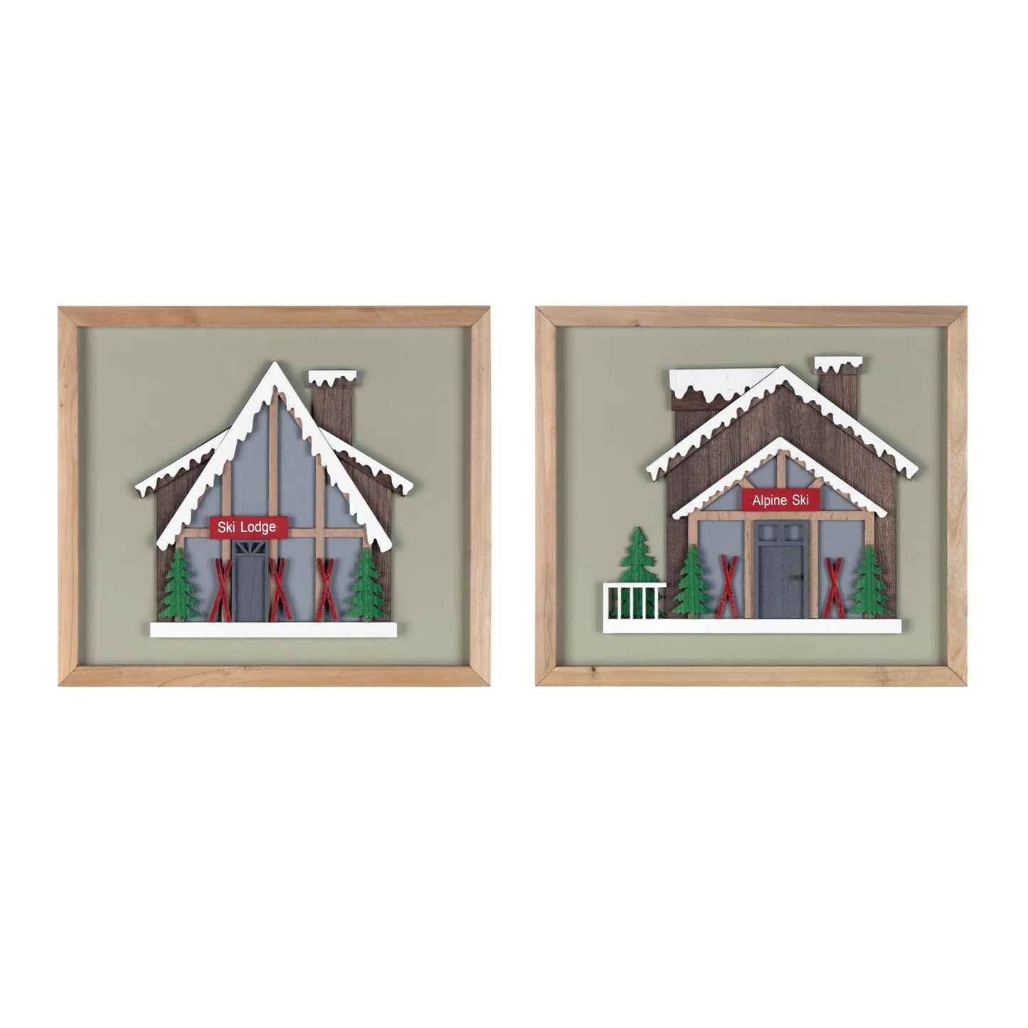 Framed Ski Lodge Wall Art