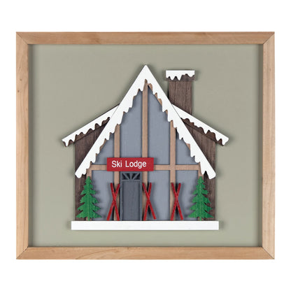 Framed Ski Lodge Wall Art