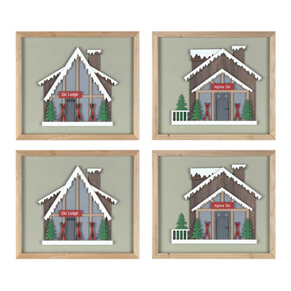 Framed Ski Lodge Wall Art