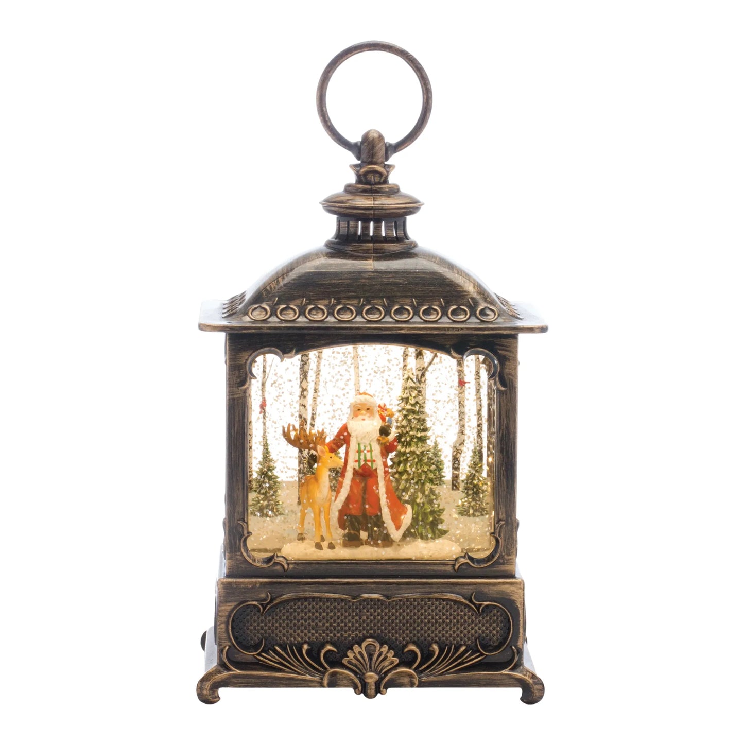 LED Snow Globe Lantern with Santa and Deer