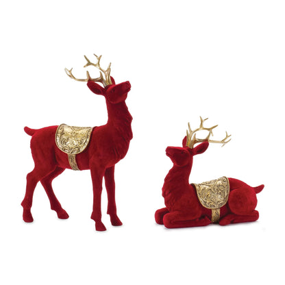 Flocked Deer Figurines