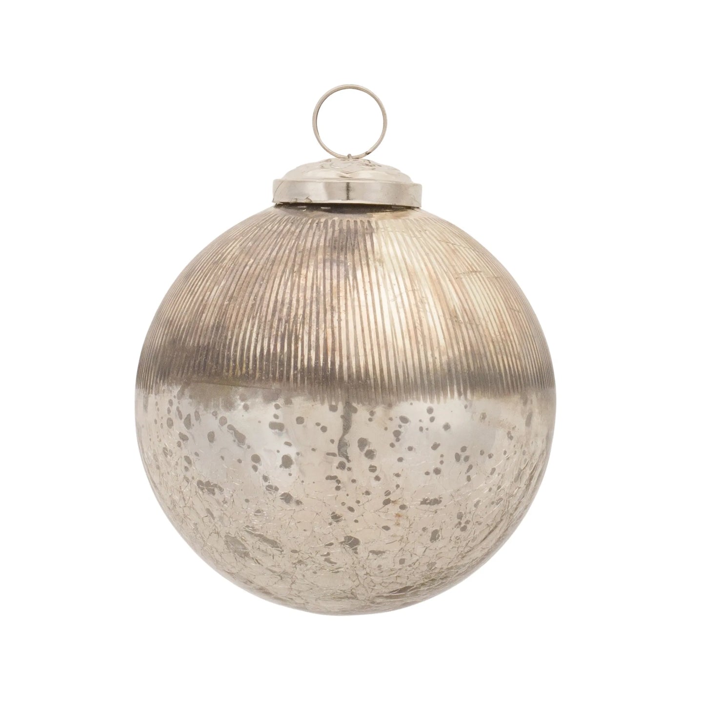 Distressed Crackle Glass Ball Ornament