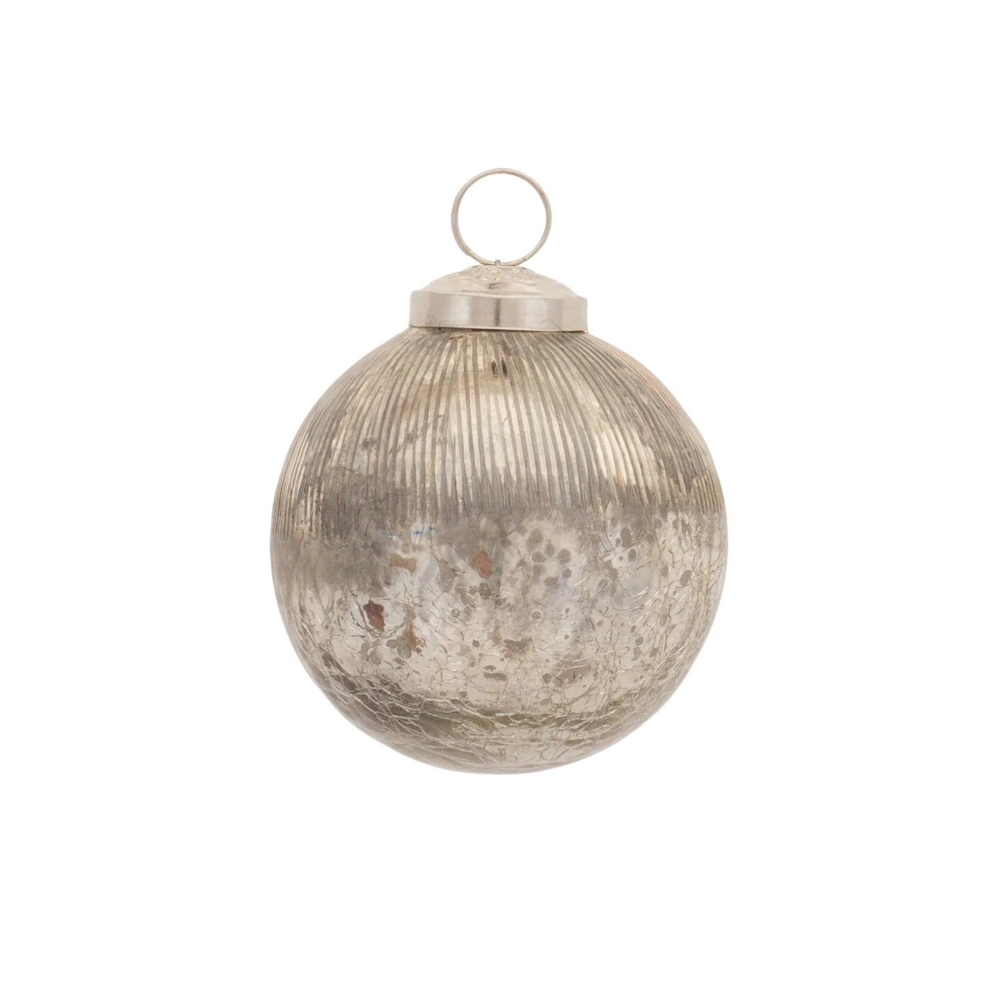 Distressed Crackle Glass Ball Ornament