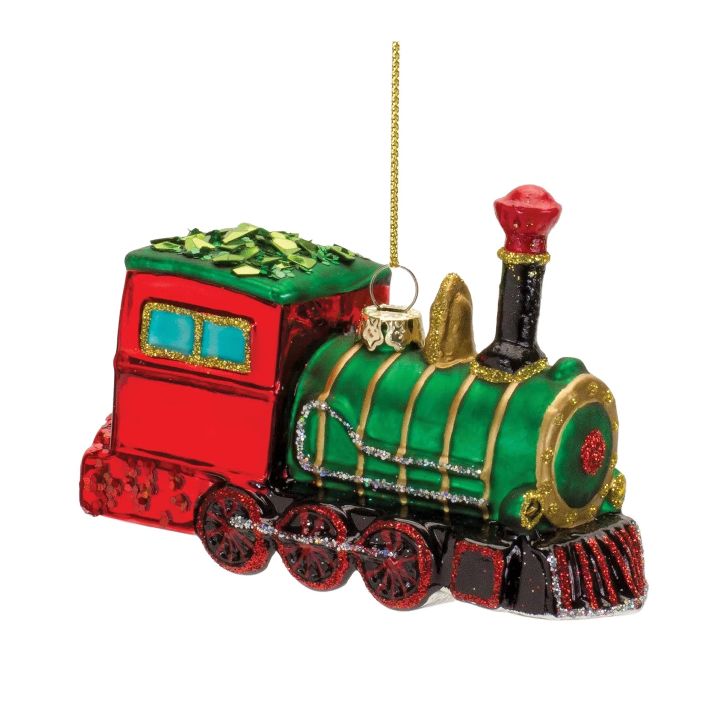 Glittered Glass Train Ornament
