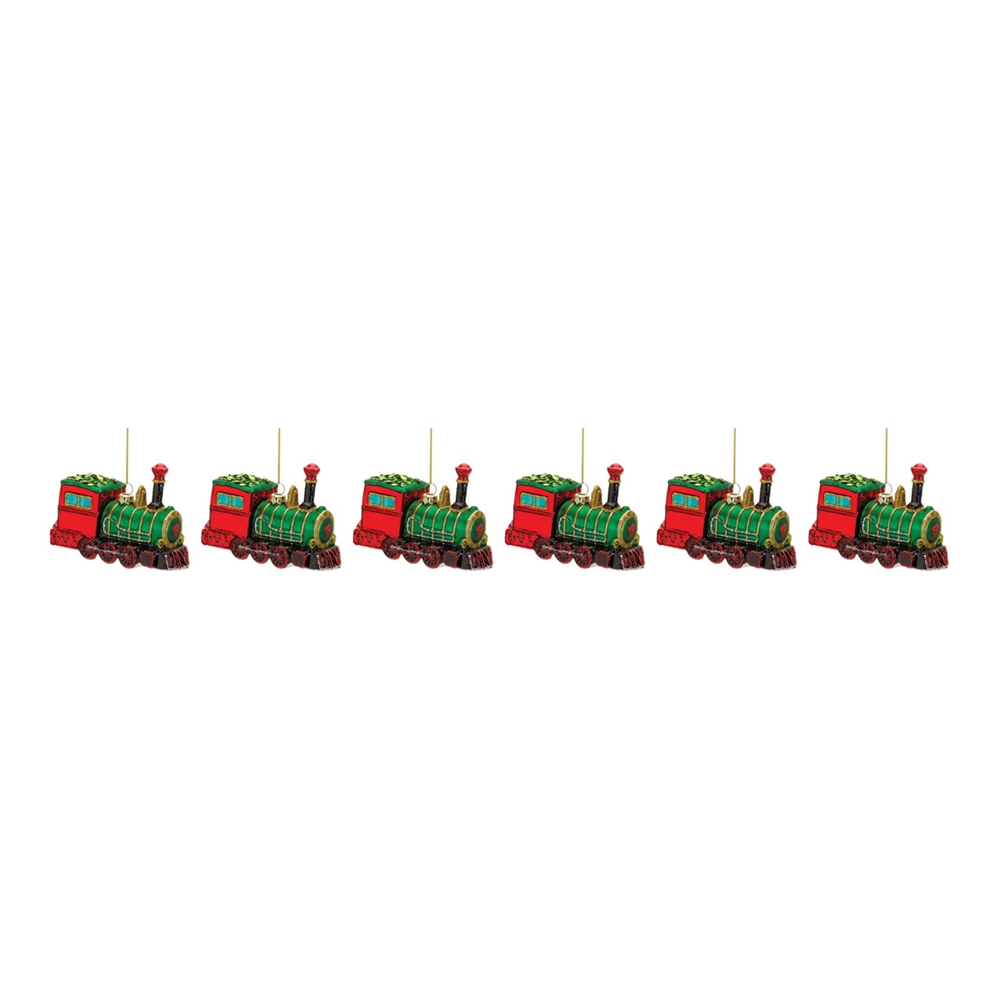 Glittered Glass Train Ornament